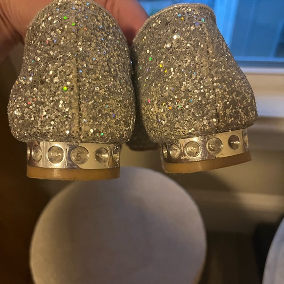 Silver Glitter Bow Loafers - Picture 3 of 5